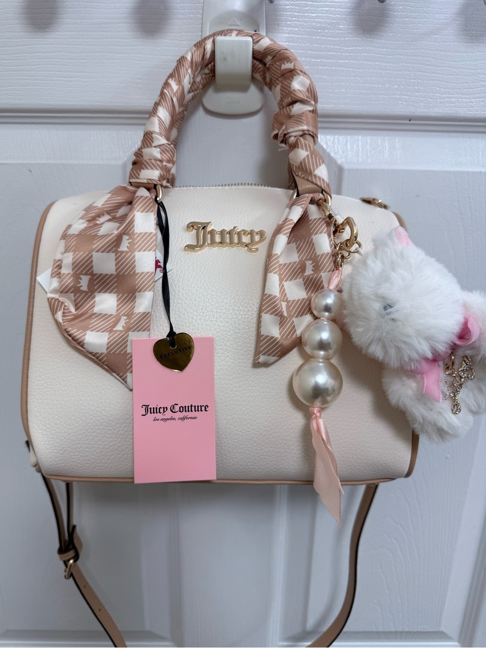 NWT Juicy Couture Forever Fab Juicy Scarf Satchel in Soft White